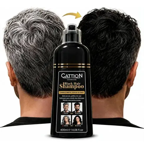 Shampoo Cation Preto Ou Castanho 400ml - Cobre Fios Brancos