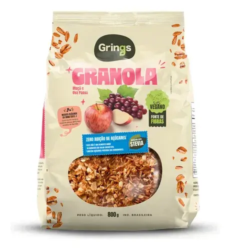Granola Maçã Zero Açúcar Artesanal 800g Grings