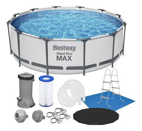 Piscina Redonda Estrutural 9150 litros + Bomba 110V + Escada + Capa + Forro Bestway