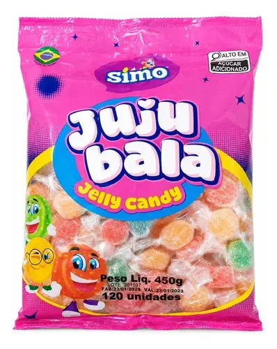 Bala De Goma Juju Bala Simonetto 450g 120 Unidades Festa