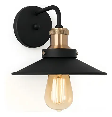 Luminária Arandela Industrial Vintage Nordic Tony Iluminação E27 Retro Parede Preto/cobre Aluminio