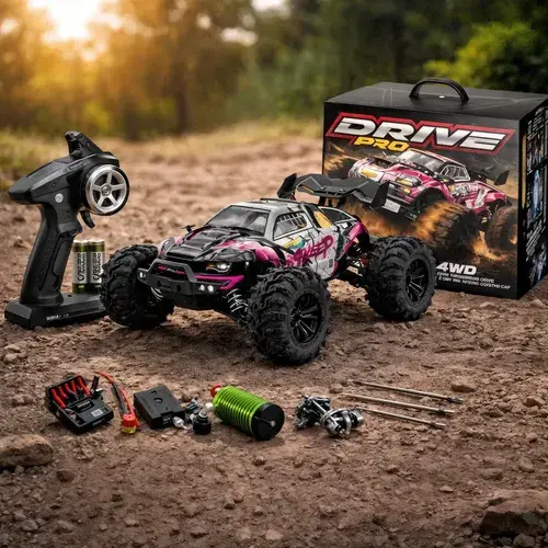 Carrinho Controle Remoto Off Road 4x4 Alta Velocidade 80km Buggy Conquer Veículo Rc Rosa Ligeiro