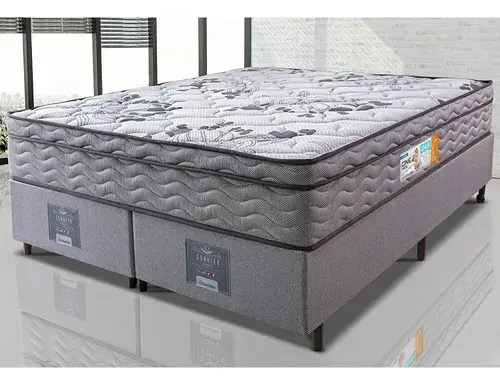 Cama Box Queen Colchão OrtoFirm + Box 158x198x67 One Face Espuma D45 Cinza