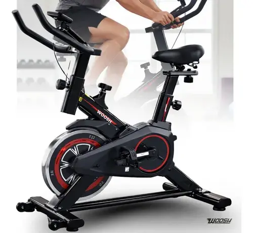 Bicicleta Spinning Premium Woosh Com Visor e Medidor de Pulso Ergométrica Semi Profissional Bike Sport Preto