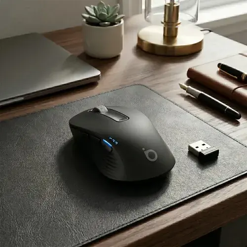 Mouse Gamer Sem Fio (Bluetooth + 2.4GHz + USB), Basike Óptico 5D Mouse Wireless Recarregável Com 168h Bateria, Ultra Light Ergonômico Mouse Compatível Windows/Mac/Linux