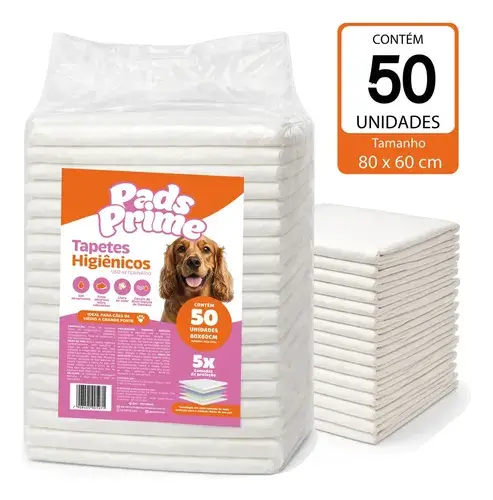 Tapete Higiênico 80x60 50un Pet Cachorro Cães Pads Prime
