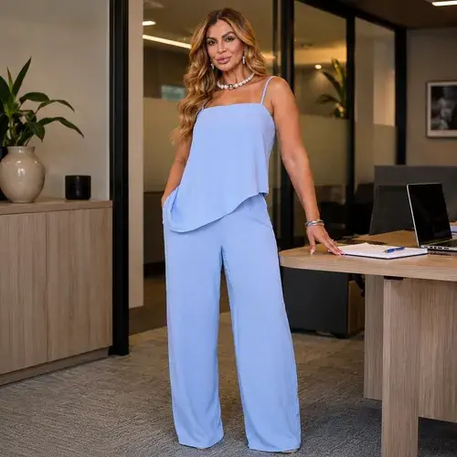 Conjunto Feminino Completo Look Calça E Blusa Clássico