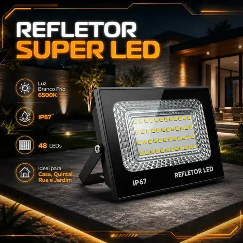 Kit 2 Refletor Led 200w Holofote Bivolt Prova D'água Cor Branco Frio 6500k