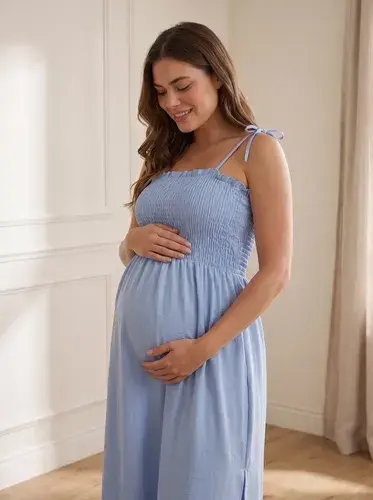 Vestido Longo Gravida Gestante Lastex Alcinha Fenda Casual