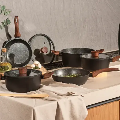 Jogo de Panelas Brinox Antiaderente Ceramic Life 6 Peças Sirius - Preto