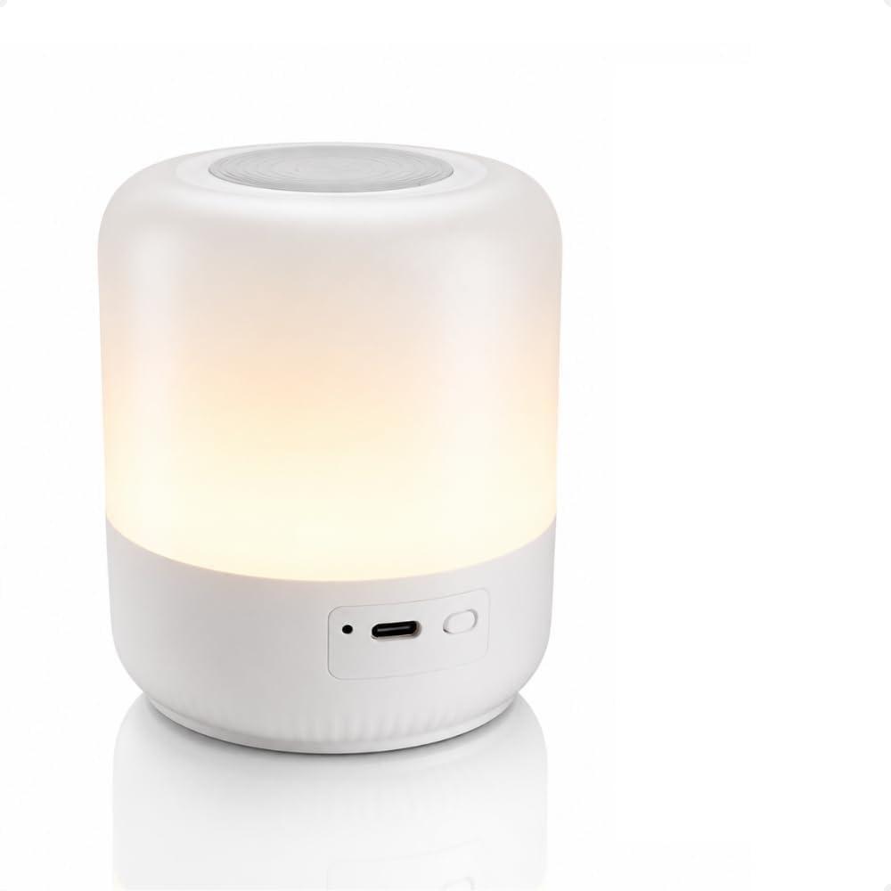 Luminária de Mesa Touch LED, Sem Fio, Luz Quente, Fria, Regulável, Recarregável, Design Moderno Portátil (Branca)