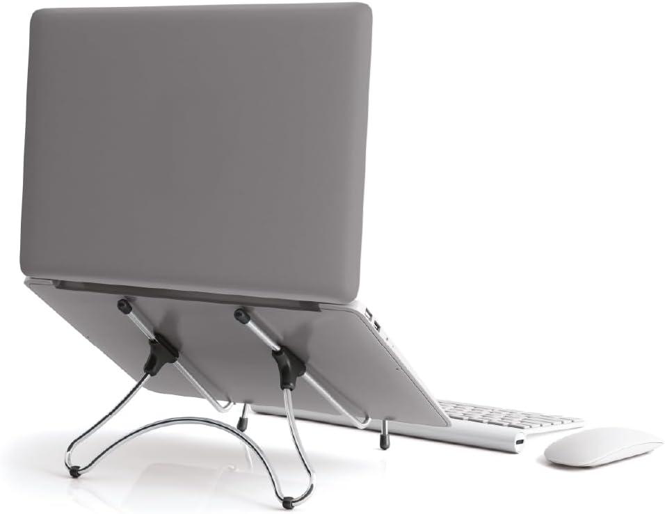 Suporte para Notebook OCTOO Uptable Dobrável e Portátil, Apenas 290 g, Mais Conforto para Trabalhar e Estudar, para Notebooks e Tablets de até 17 polegadas — Cromado