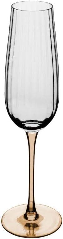 WOLFF - Conjunto 2 Taças de Champanhe de Vidro com Haste Âmbar Classic 230ml