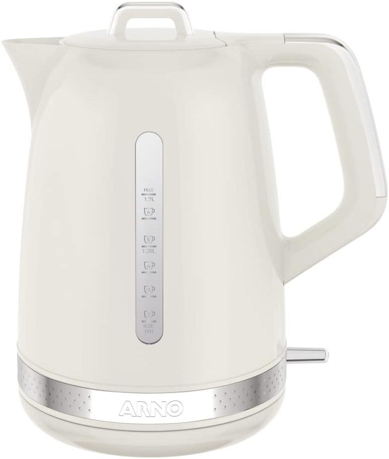 Chaleira Elétrica Arno Soleil 1,7L Marfim SKET, Design Retrô, Base Giratória 360º, Bico de Precisão e Visores Laterais, 220V