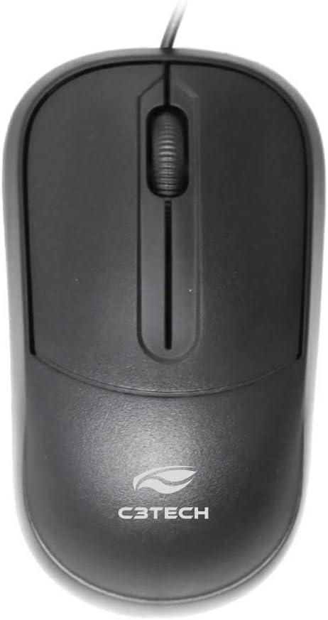 C3Tech Mouse USB Preto MS-35BK 1000DPI Ambidestro Compatível MacOS, Linux, Chrome OS, Windows, PC e Mac
