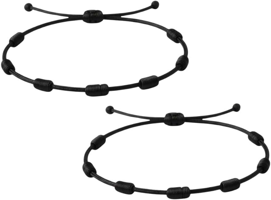 Pulseira 7 Nós Kabbalah Corda Preta Ajustável de 15 a 25cm O Francisco® Original