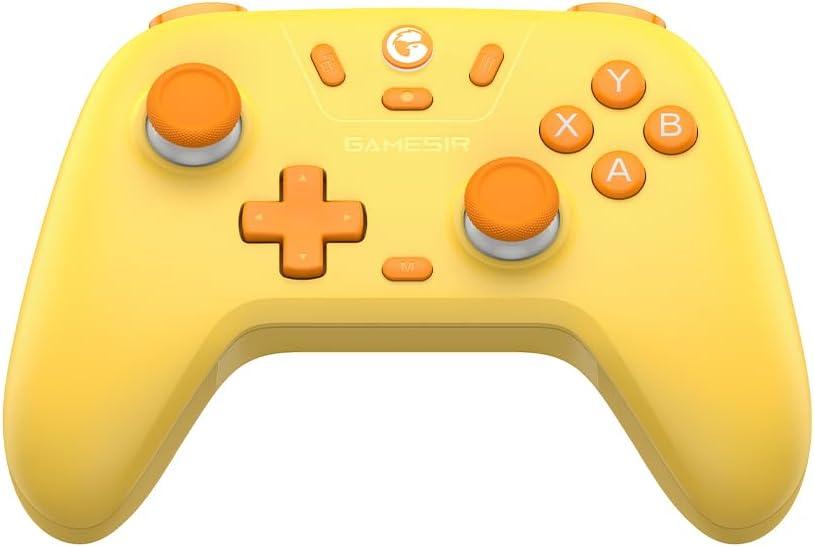 GameSir Nova Lite Controle Bluetooth e Sem Fio 2.4G para PC Windows, Celular Android iPhone, Nintendo Switch e Steam Deck, Gamepad com Hall Effect Anti-Drift, Turbo, Vibração, Dongle USB - Amarelo