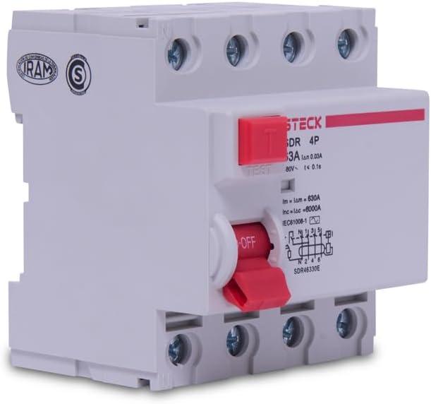 Steck, Interruptor Diferencial Residual 4 Polos, Corrente 63A, 30MA, SDR46330