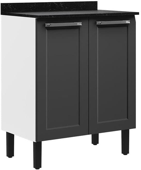 Balcão de Cozinha Itatiaia Aço 2 Portas Florença Grafite/branco