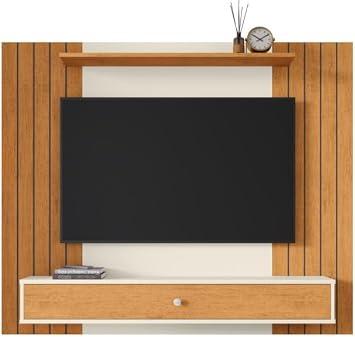 Painel Ripado Para Tv 43 Polegadas Berlim Com Gaveta Casa Jd (Off White Ripado)