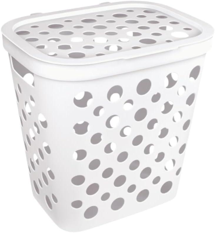Cesto De Roupas Usual 30L Ventilado Com Tampa Cores Branco