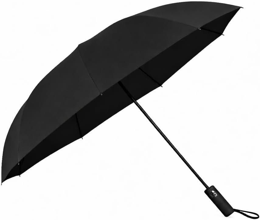 Guarda-Chuva Automático Premium com Proteção UV50+, Preto, 105cm Diâmetro, Abertura e Fechamento Automático, Estrutura em Aço, Impermeável, Compacto 32,5cm, Resistente ao Vento