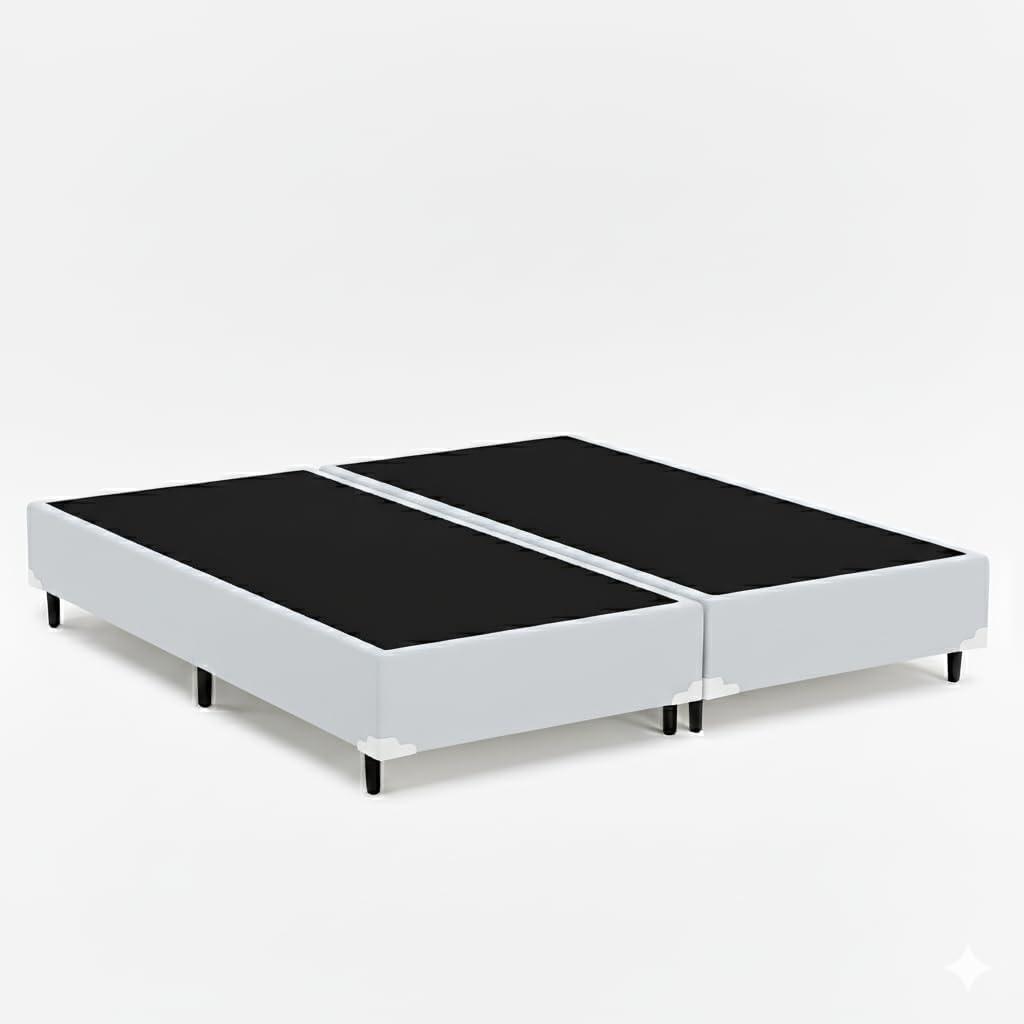 Base Box Queen Bipartida 79 Diversas Cores (158x198x40) (Corino Branco)