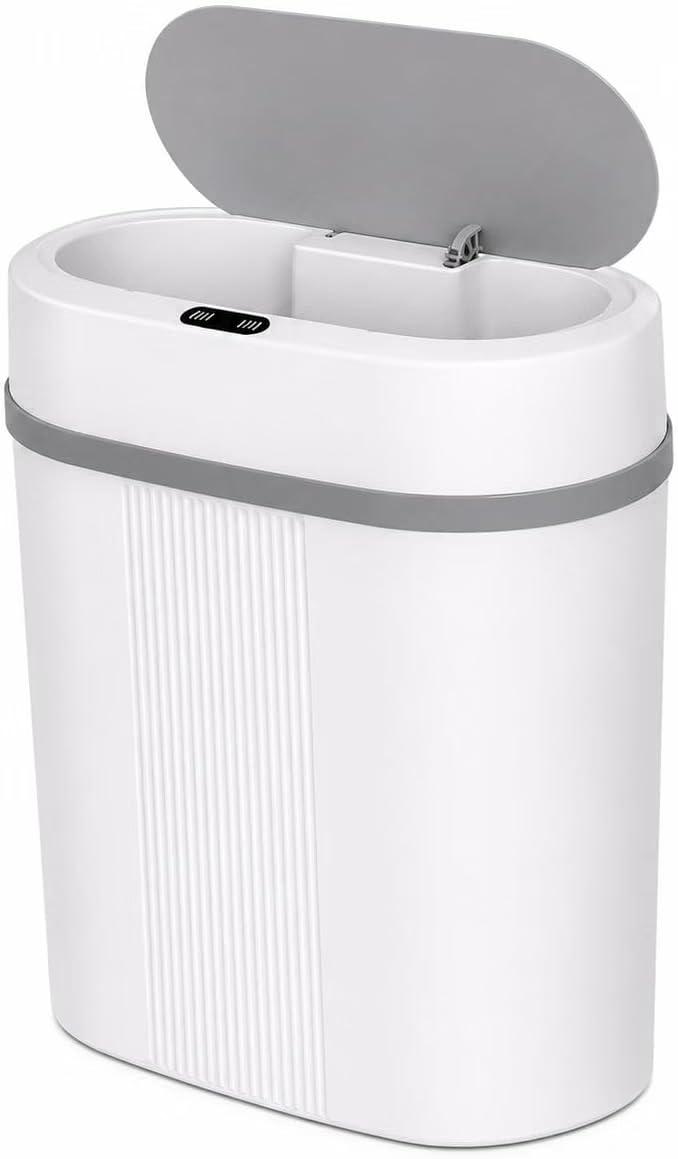 Lixeira Automática 12L com Sensor de Movimento, 3 Modos Inteligentes de Abertura e Fechamento, Lixeira Eletrônica para Cozinha, Banheiro e Escritório - Branca