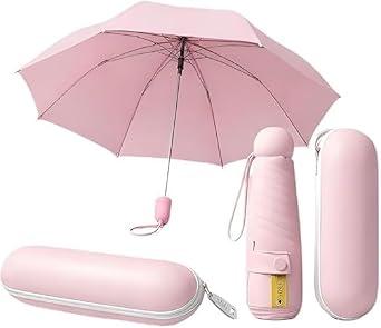 Mini Guarda-Chuva Portátil de Bolso com Estojo | Compacto, Proteção UV, Leve e Resistente à Água, Cores Variadas