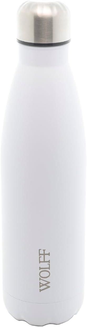 WOLFF - Garrafa Térmica de Aço Inox Branca com Parede Dupla - 500ml - Linha Ice