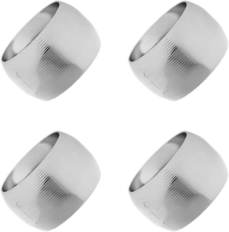 LYOR - Conjunto 4 Anéis para Guardanapo de Aço Niquelado Circle Prata 4,5cm