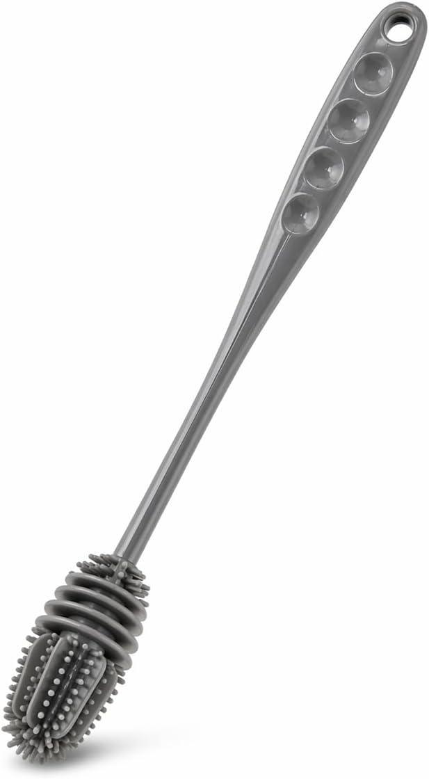 Escova Silicone para Garrafa Térmica Mamadeira e Squeeze Cabo Longo 31cm Não Risca Higiênica