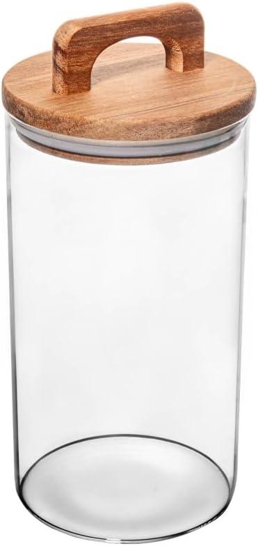 WOLFF - Porta Mantimento de Vidro Borossilicato com Tampa de Acácia 1,250L