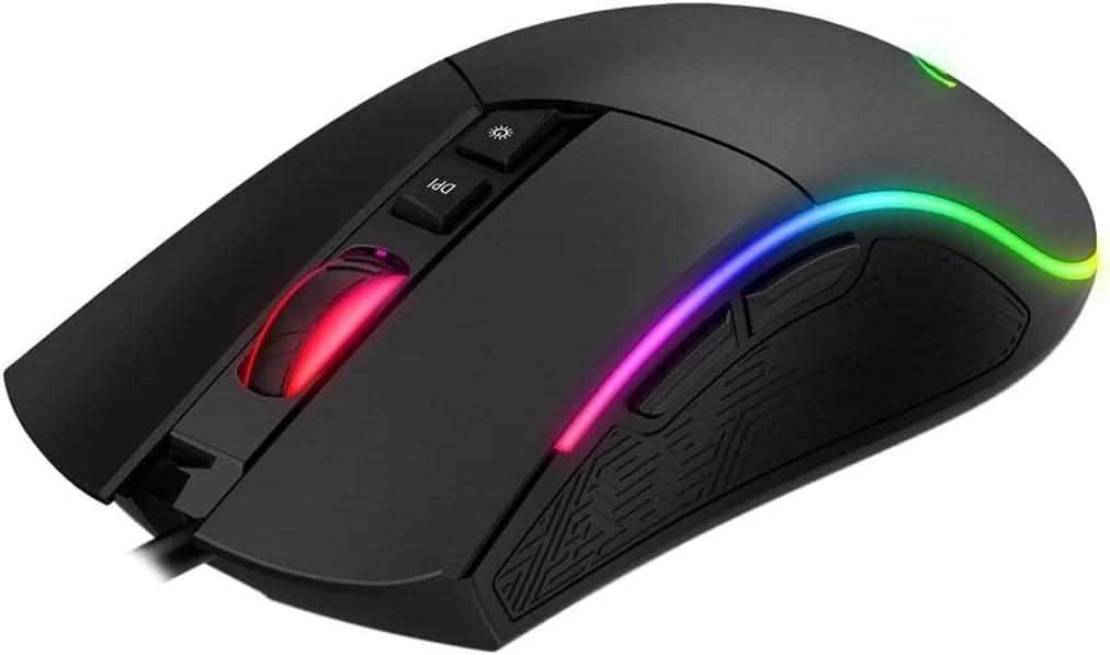 Havit Mouse Gamer MS1001S RGB Programável Macro, 7 Botões, 800-1600-2400-3200-4800-8000 DPI, USB, Design Ergonômico, Antiderrapante