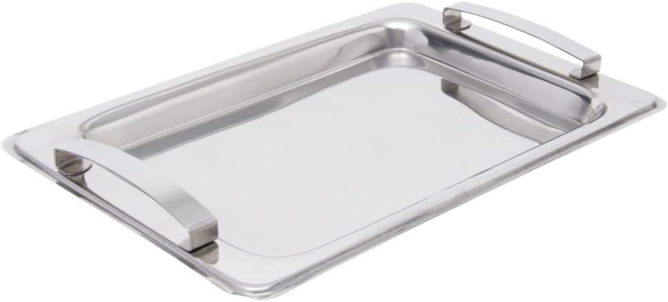Mimo Style Bandeja Retangular Inox Com Alça Nas Laterais, Ideal Para Servir Petiscos, Cafés e Lanches, Produzido em Aço Inoxidável