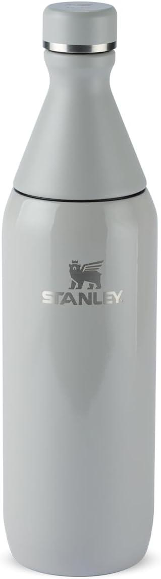 Stanley - Garrafa térmica Slim Bottle para água e bebidas frias, colarinho removível para adicionar Gelo, à Prova de vazamentos, aço inoxidável, 591 ml, Ash Gloss