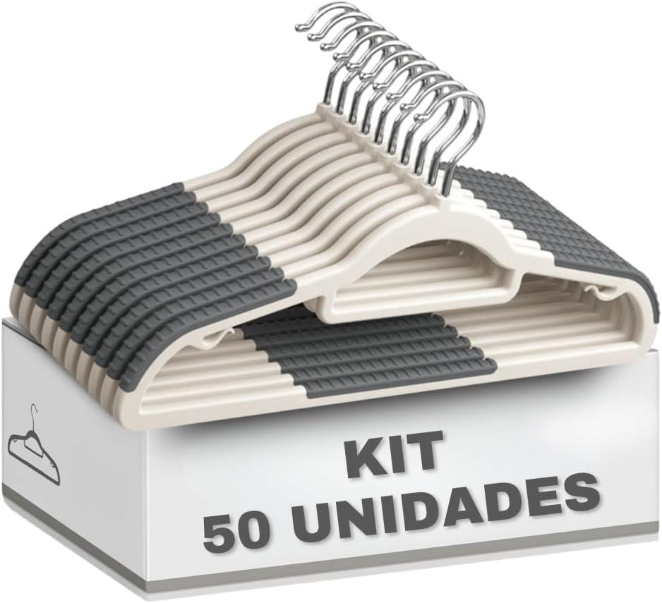 Kit Cabides Adulto Antideslizante para Roupas Tok Gancho 360º Reforçado Resistente (50)