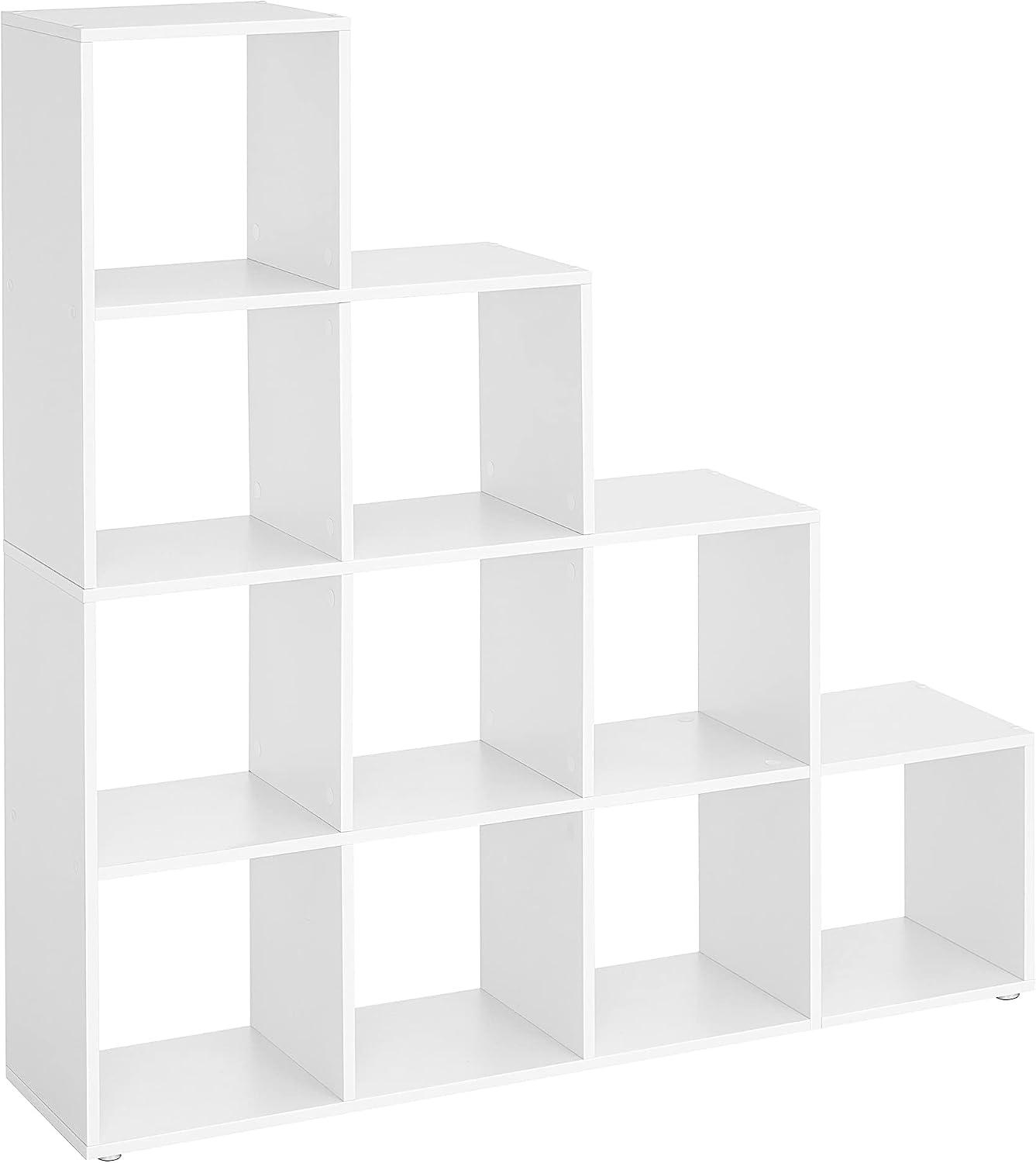 VASAGLE Estante de Livros com 10 Nichos, Prateleira com Compartimentos Abertos, Organizador para Decorações, Fotos, Plantas, para Sala de Estar, Quarto, Escritório, Branco Nuvem BRLBC10WTV2
