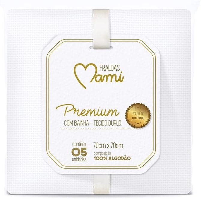 Fralda Premium Mami C/Bainha para Bebê 70cm X 70cm Contém 05 Un