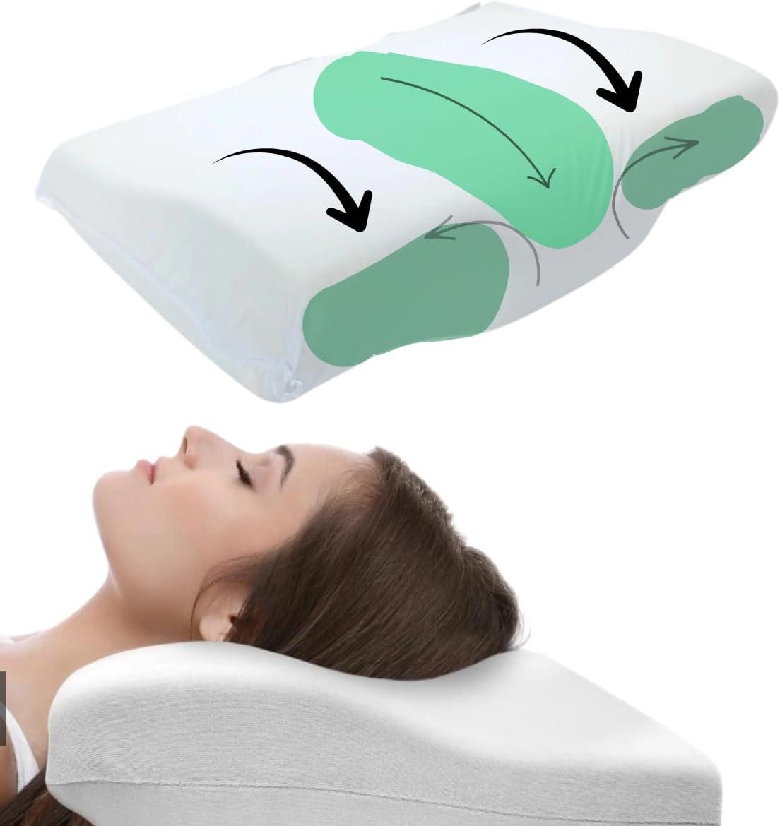 Travesseiro Cervical Ortopédico PREMIUM para Coluna com Espuma Viscoelástica Anatomico 54x38cm Almofada de Memoria de Pescoço Hipoalergênico Suporte para Dores na Coluna Almofada de Pescoço JadeVic
