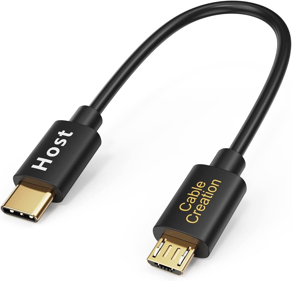 CableCreation Cabo USB-C para Micro USB curto de 0,2 metros, OTG 480Mbps
