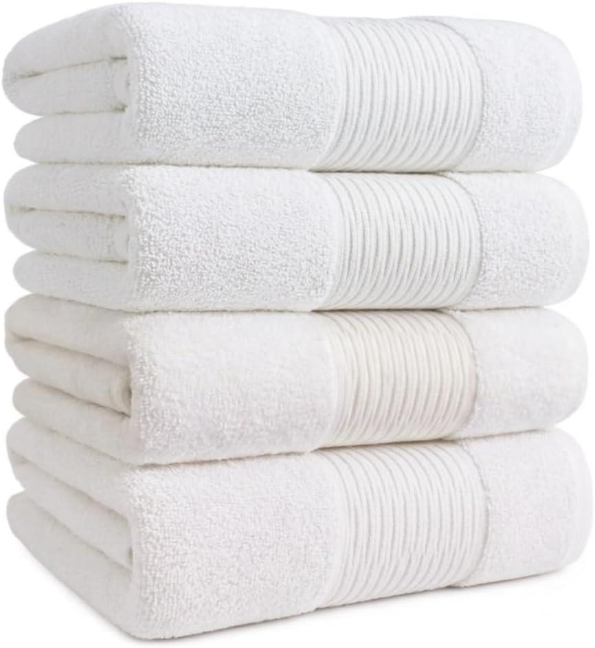 Kit 4 Toalhas De Banho 100% Algodão Premium 500g/m² – Toalhas Macias Alta Absorção Extra Macias e Felpudas (Branca)