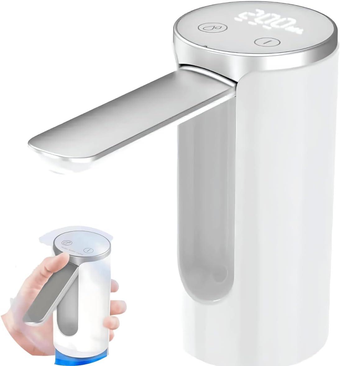 Bomba De Água Galão Recarregavel bebedouro Dispensador sugador puxador Automático Display Digital e Botão Smart Touch Linha Premium (Branco)
