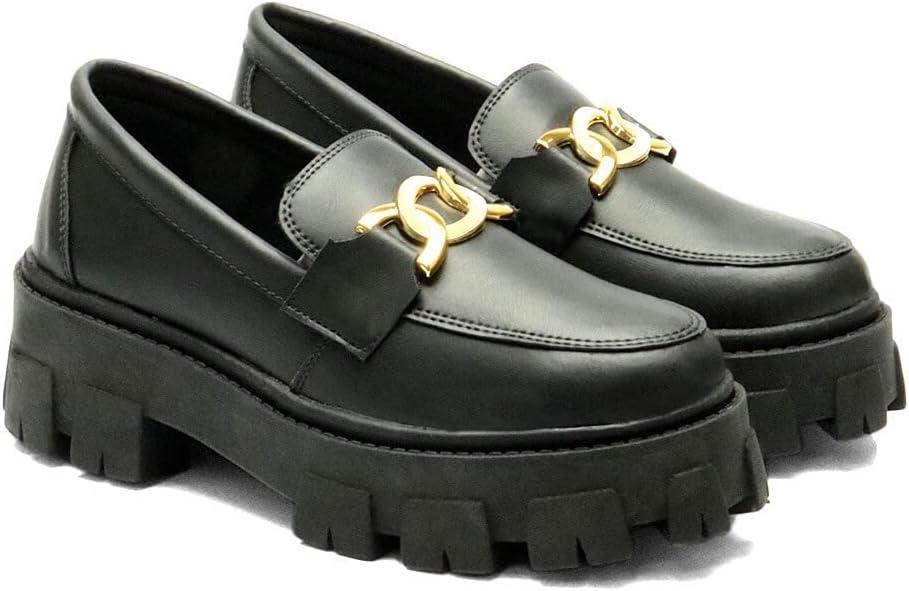 Mocassim Feminino Tratorado GuGi Com Metal Oxford Plataforma Blogueira Leve 403-GG