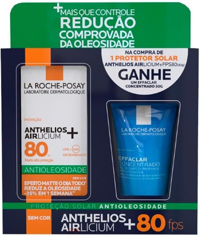 La Roche-Posay, Kit Protetor Solar Facial Anthelios Airlicium+ Gel Creme FPS80 40G + Effaclar Gel Concentrado 50G