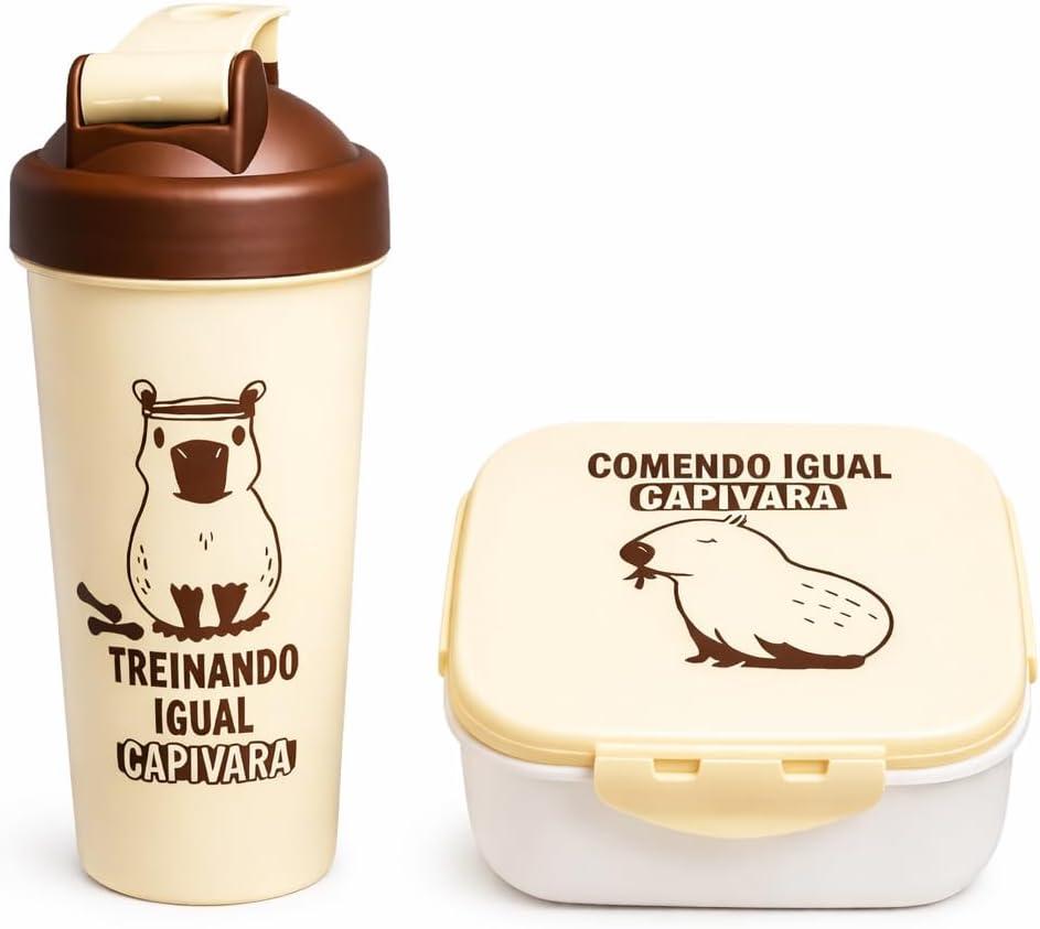Marmita Capivara com Compartimentos + Garrafa Capivara Shakeira 600ml