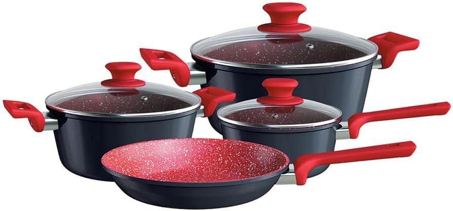 Euro Home - Conjunto de Panelas 4 peças de Alumínio com Antiaderente ColorStone Titânio - ALU8709-TI