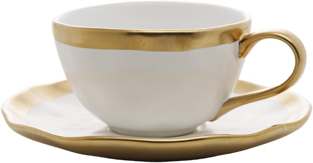 WOLFF - Xícara de Café Dubai 90ml Branco e Dourado 90ml Porcelana