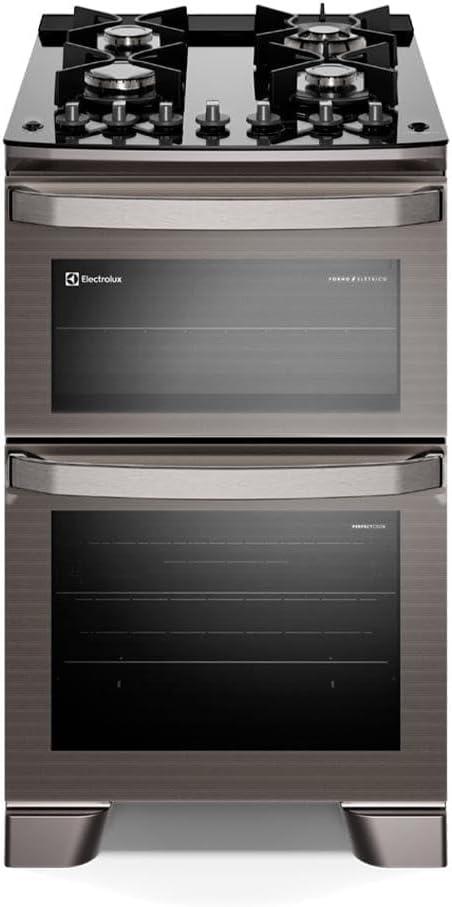 Fogão de Piso Electrolux de 04 Bocas Experience com Duplo Forno e Mesa de Vidro Cinza - FE4DG (220V, Volts)