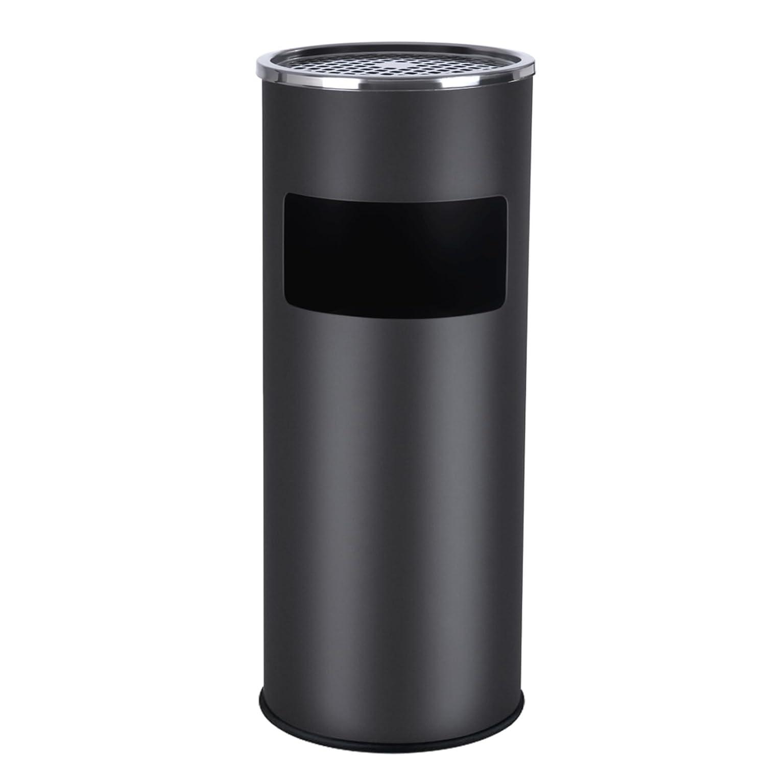 SONGMICS Cinzeiro de Pé com Balde Interno Removível, Lixeira de Aço para Escritório, Hotel e Jardim, 24,5 x 60,5 cm, Preto BRLTB17C